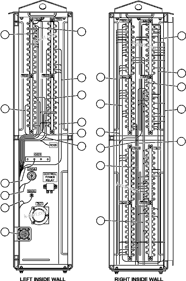 Komatsu parts book diagram for AFE48-CE 930E-2  S/N A30207-A30208 SUNCOR: INTERFACE CABINET - SIDE WALLS WIRING