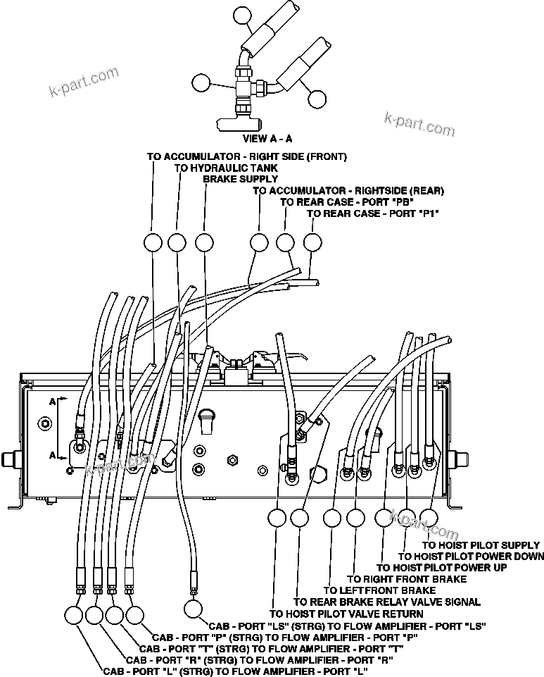 Komatsu parts book diagram for AFE48-CE 930E-2  S/N A30207-A30208 SUNCOR: HYDRAULIC CABINET PIPING - BOTTOM