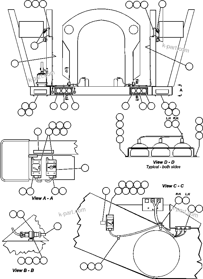 Komatsu parts book diagram for AFE48-CE 930E-2  S/N A30207-A30208 SUNCOR: HEADLIGHT AND SERVICE LIGHT WIRING