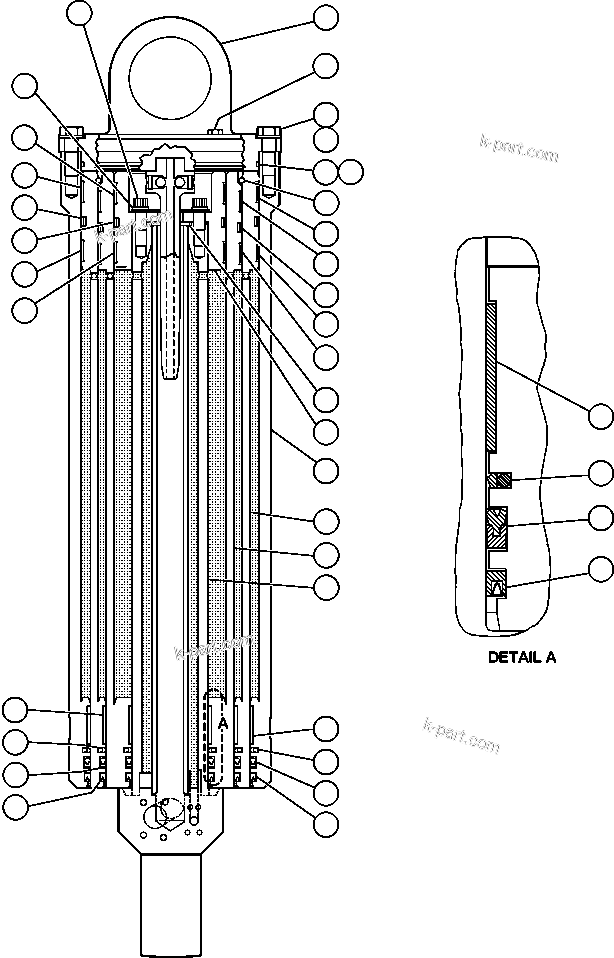 Komatsu parts book diagram for AFE48-CE 930E-2  S/N A30207-A30208 SUNCOR: HOIST CYLINDER ASSEMBLY (EH7926)