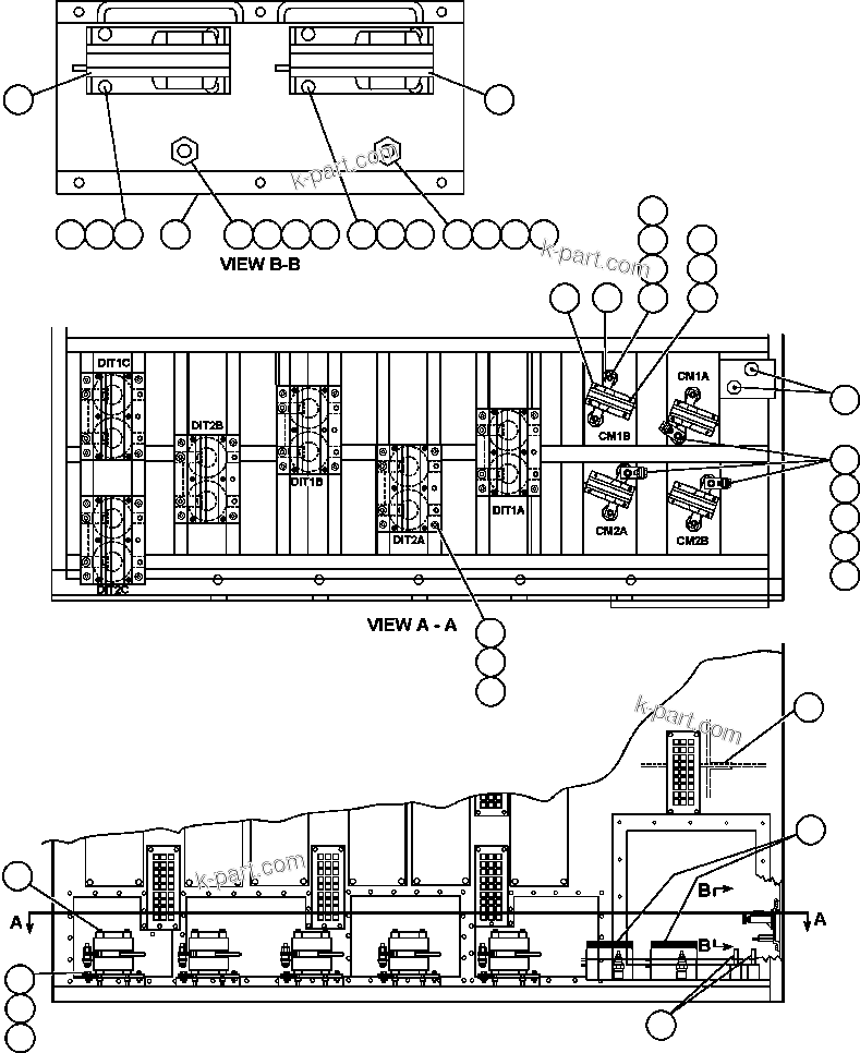 Komatsu parts book diagram for AFE48-CE 930E-2  S/N A30207-A30208 SUNCOR: CONTROL CABINET (LOWER BACK SIDE)