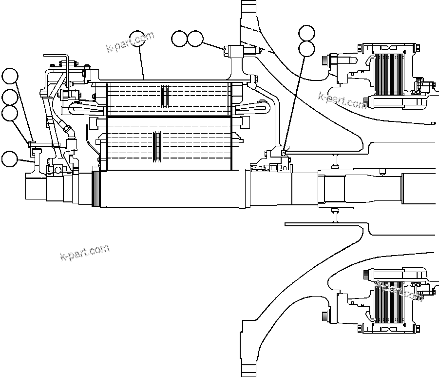Komatsu parts book diagram for AFE48-CE 930E-2  S/N A30207-A30208 SUNCOR: WHEEL MOTOR ASSEMBLY - 1 (PC0910)