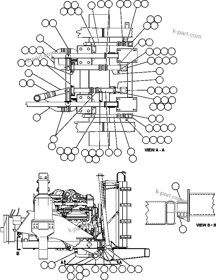 Komatsu parts book diagram for AFE48-CK 930E-2 S/N A30225 JACOB'S RANCH: RADIATOR PIPING & ENGINE MOUNTING