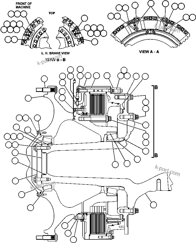 Komatsu parts book diagram for AFE48-CK 930E-2 S/N A30225 JACOB'S RANCH: SPINDLE, HUB AND BRAKE INSTALLATION
