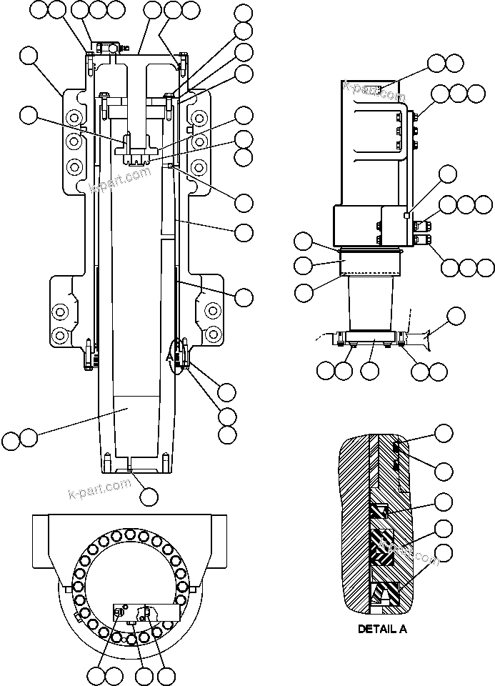 Komatsu parts book diagram for AFE48-CK 930E-2 S/N A30225 JACOB'S RANCH: FRONT SUSPENSION & MOUNTING