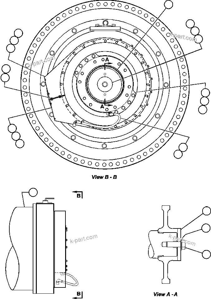 Komatsu parts book diagram for AFE48-CK 930E-2 S/N A30225 JACOB'S RANCH: PARK BRAKE MNTG & COOLING AIR ADAPTOR