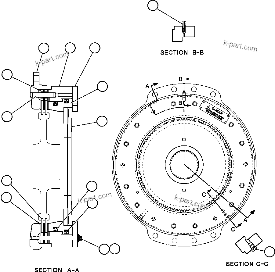 Komatsu parts book diagram for AFE48-CK 930E-2 S/N A30225 JACOB'S RANCH: PARKING BRAKE ASSEMBLY (EF6160)
