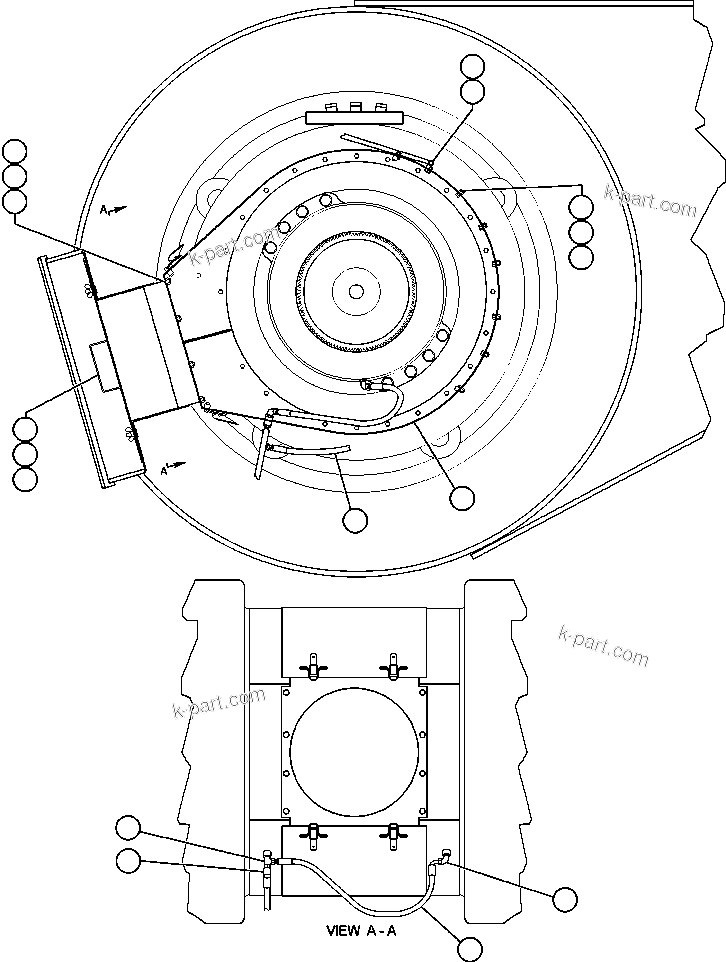 Komatsu parts book diagram for AFE48-CK 930E-2 S/N A30225 JACOB'S RANCH: REAR WHEEL COOLING (EXHAUST)