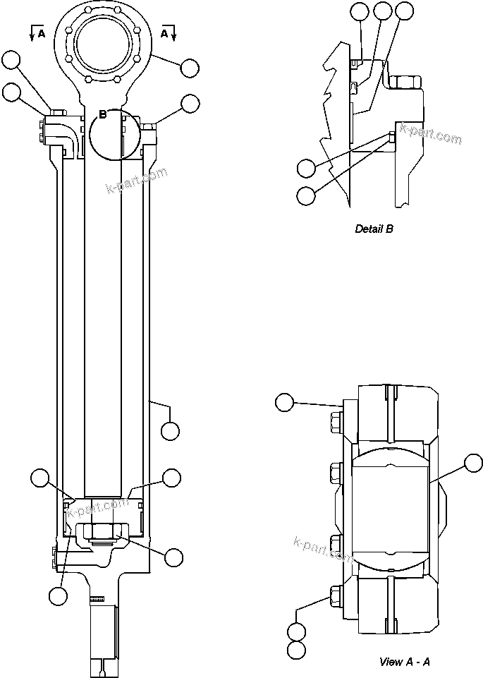 Komatsu parts book diagram for AFE48-CK 930E-2 S/N A30225 JACOB'S RANCH: STEERING CYLINDER ASSEMBLY (EH4426)