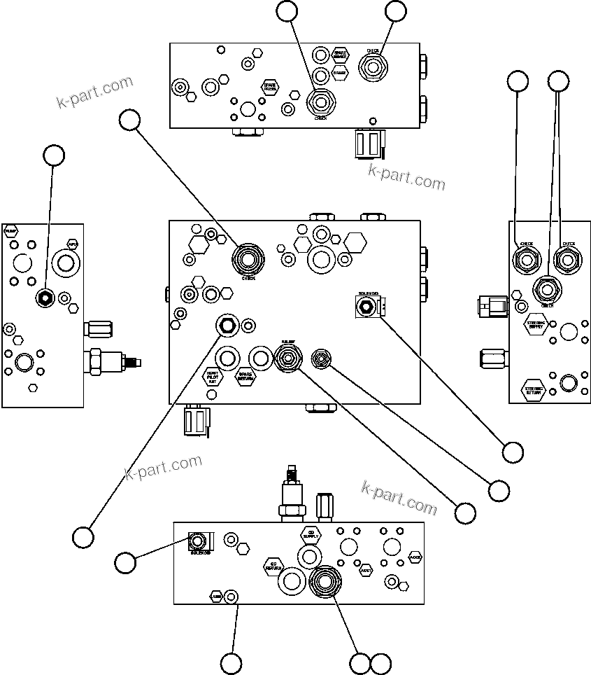 Komatsu parts book diagram for AFE48-CK 930E-2 S/N A30225 JACOB'S RANCH: BLEEDDOWN MANIFOLD VALVE ASSM (PC0700)