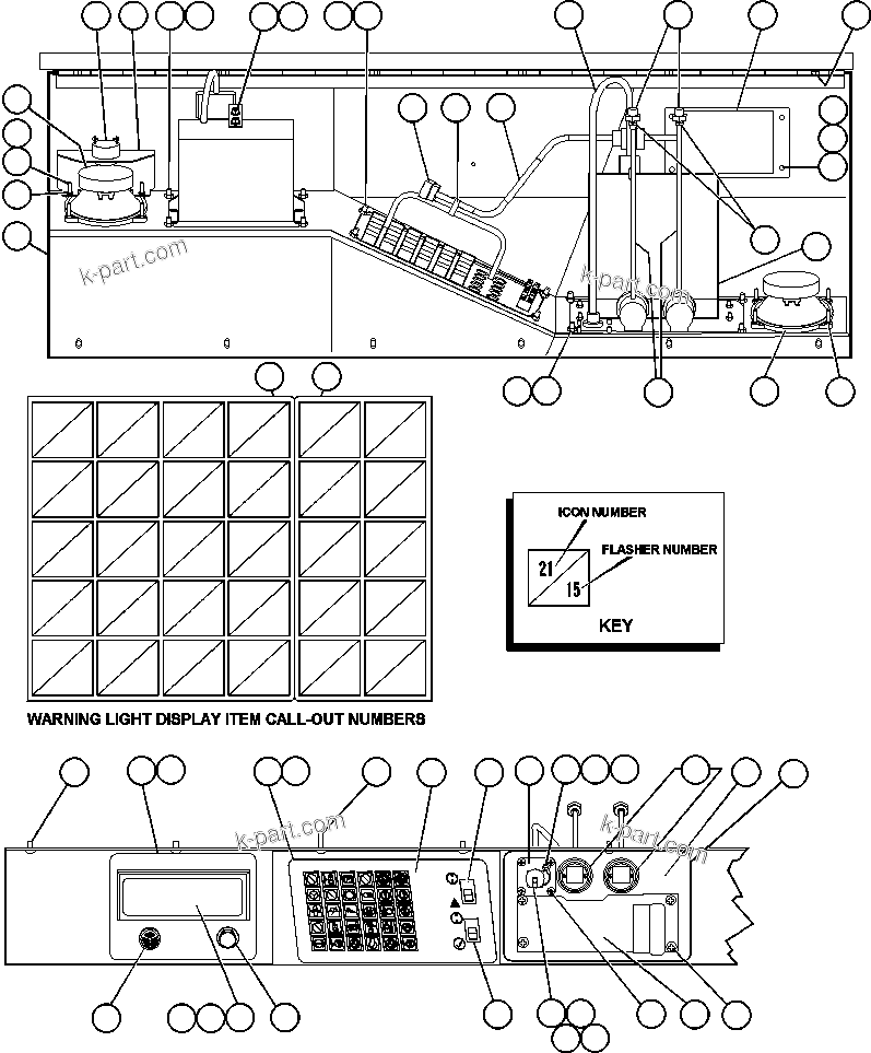 Komatsu parts book diagram for AFE48-CK 930E-2 S/N A30225 JACOB'S RANCH: OVERHEAD DASH MODULE