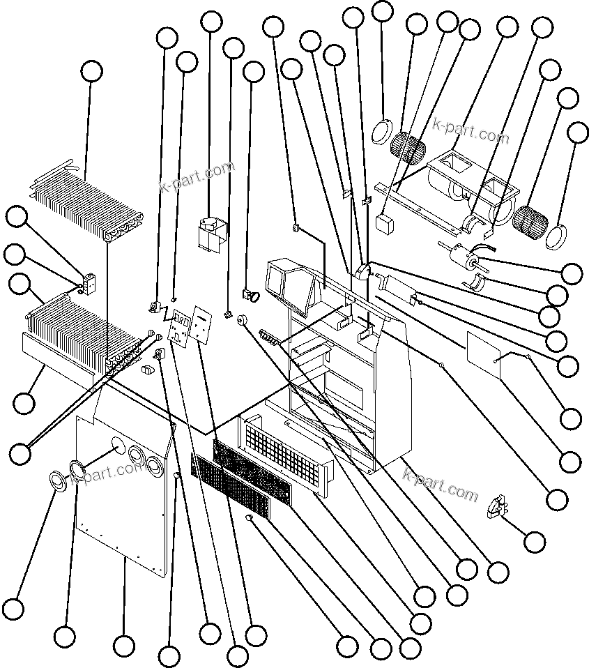 Komatsu parts book diagram for AFE48-CK 930E-2 S/N A30225 JACOB'S RANCH: HEATER/AIR CONDITIONER ASSEMBLY (SM5900)