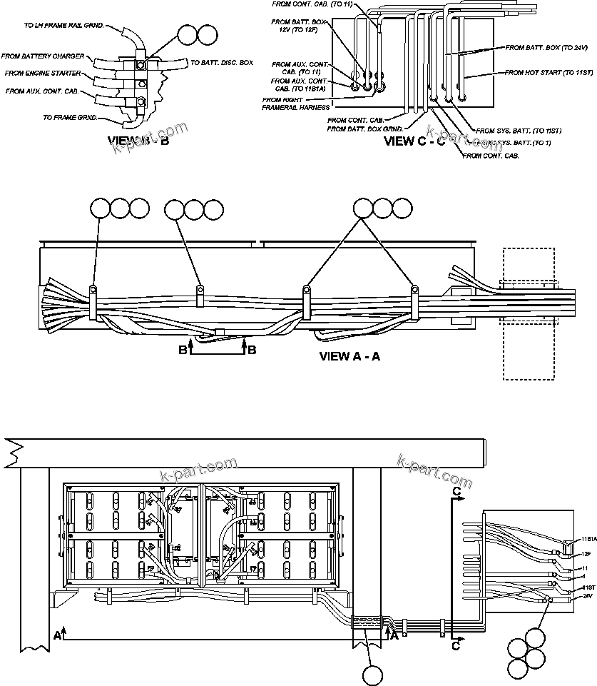 Komatsu parts book diagram for AFE48-CK 930E-2 S/N A30225 JACOB'S RANCH: BATTERY BOX WIRING ROUTING