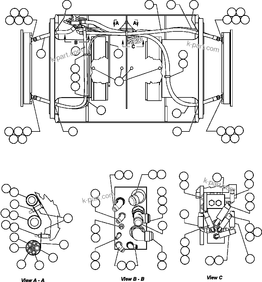 Komatsu parts book diagram for AFE48-CK 930E-2 S/N A30225 JACOB'S RANCH: REAR AXLE HYDRAULIC PIPING