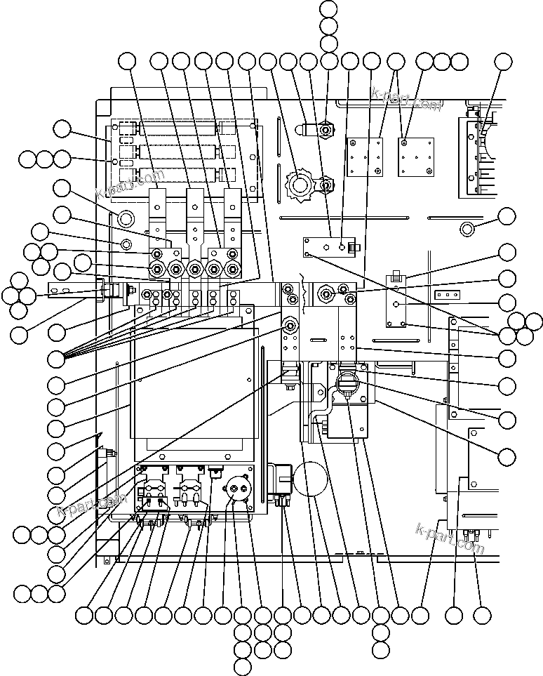 Komatsu parts book diagram for AFE48-CK 930E-2 S/N A30225 JACOB'S RANCH: CONTROL CABINET (TOP LEFT VIEW)