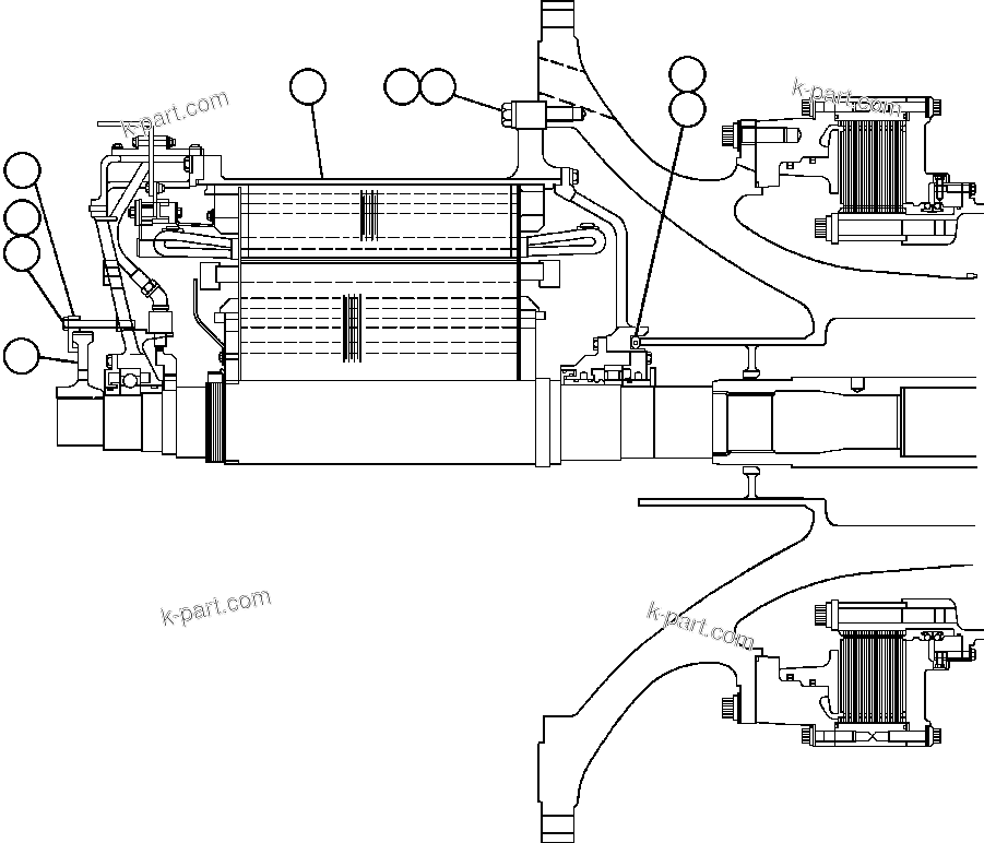 Komatsu parts book diagram for AFE48-CK 930E-2 S/N A30225 JACOB'S RANCH: WHEEL MOTOR ASSEMBLY - 1 (PC0853)