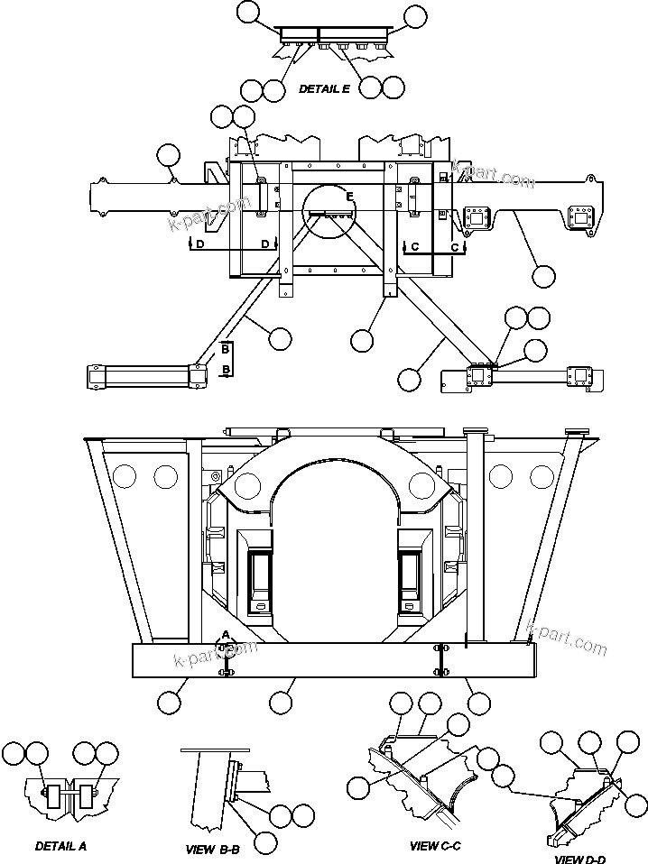 Komatsu parts book diagram for AFE48-DP 930E-2 S/N A30298 & A30299    TRANSALTA: FRAME & UPRIGHTS