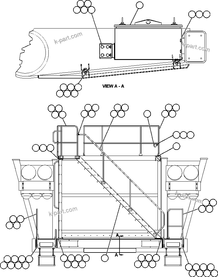 Komatsu parts book diagram for AFE48-DP 930E-2 S/N A30298 & A30299    TRANSALTA: STAIR AND HANDRAIL INSTALLATION