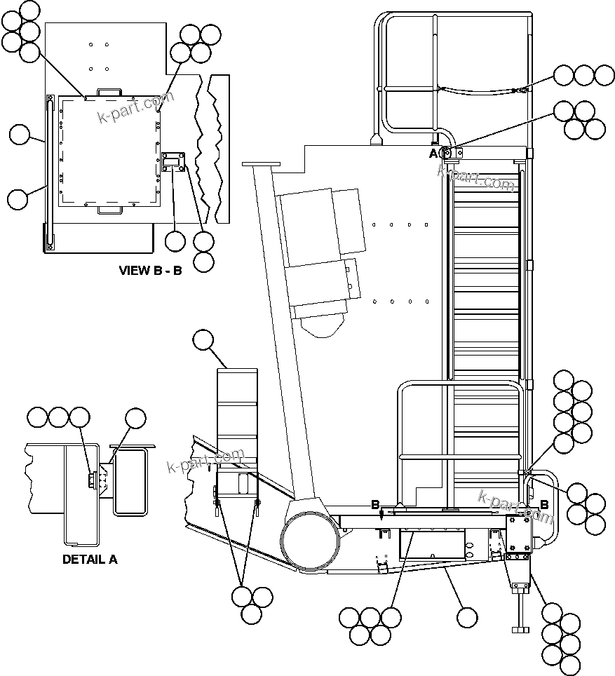 Komatsu parts book diagram for AFE48-DP 930E-2 S/N A30298 & A30299    TRANSALTA: RIGHT SIDE LADDER & HANDRAIL