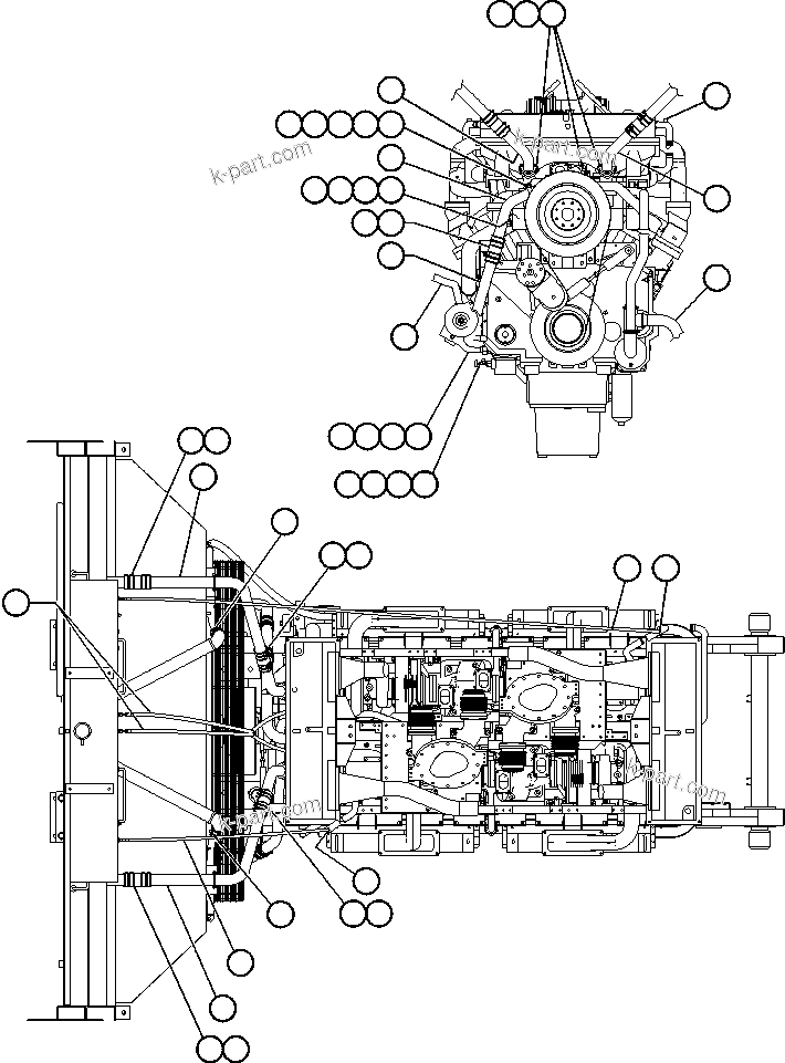 Komatsu parts book diagram for AFE48-DP 930E-2 S/N A30298 & A30299    TRANSALTA: RADIATOR PIPING - 1