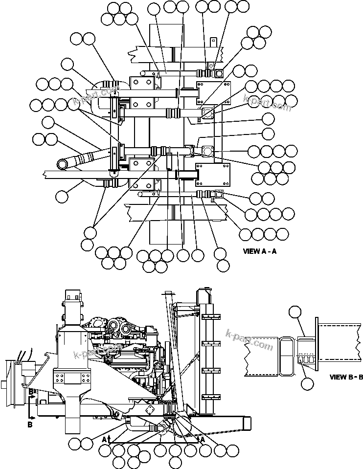 Komatsu parts book diagram for AFE48-DP 930E-2 S/N A30298 & A30299    TRANSALTA: RADIATOR PIPING & ENGINE MOUNTING