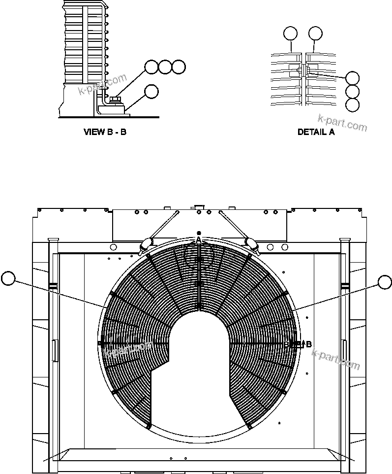 Komatsu parts book diagram for AFE48-DP 930E-2 S/N A30298 & A30299    TRANSALTA: FAN GUARD INSTALLATION