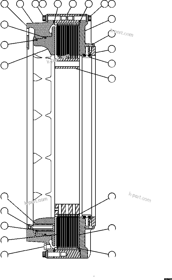 Komatsu parts book diagram for AFE48-DP 930E-2 S/N A30298 & A30299    TRANSALTA: FRONT BRAKE ASSEMBLY (WET DISC) (EJ8852)