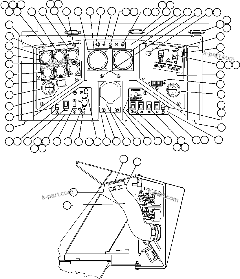 Komatsu parts book diagram for AFE48-DP 930E-2 S/N A30298 & A30299    TRANSALTA: INSTRUMENT PANEL ASSEMBLY