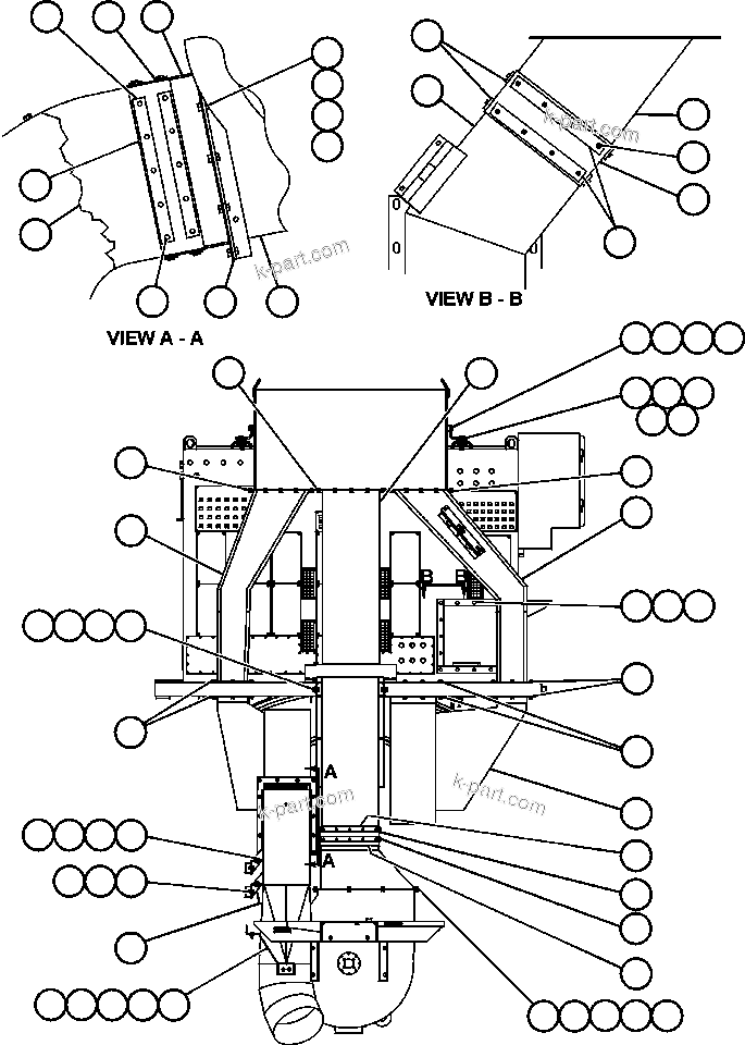 Komatsu parts book diagram for AFE48-DP 930E-2 S/N A30298 & A30299    TRANSALTA: AUXILIARY BLOWER DUCTING