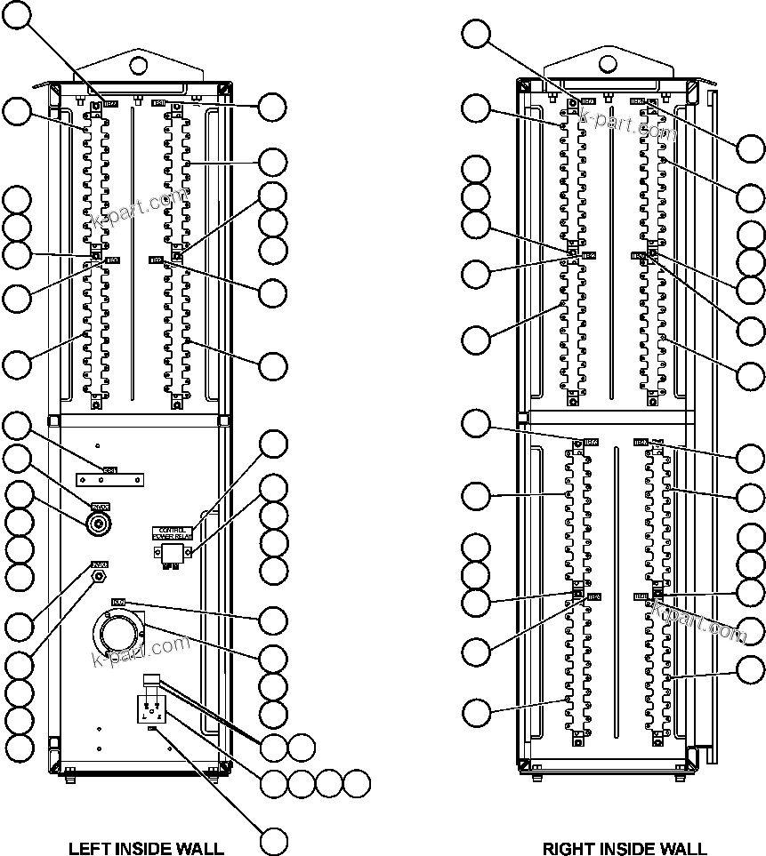 Komatsu parts book diagram for AFE48-DP 930E-2 S/N A30298 & A30299    TRANSALTA: INTERFACE CABINET (SIDE WALLS)