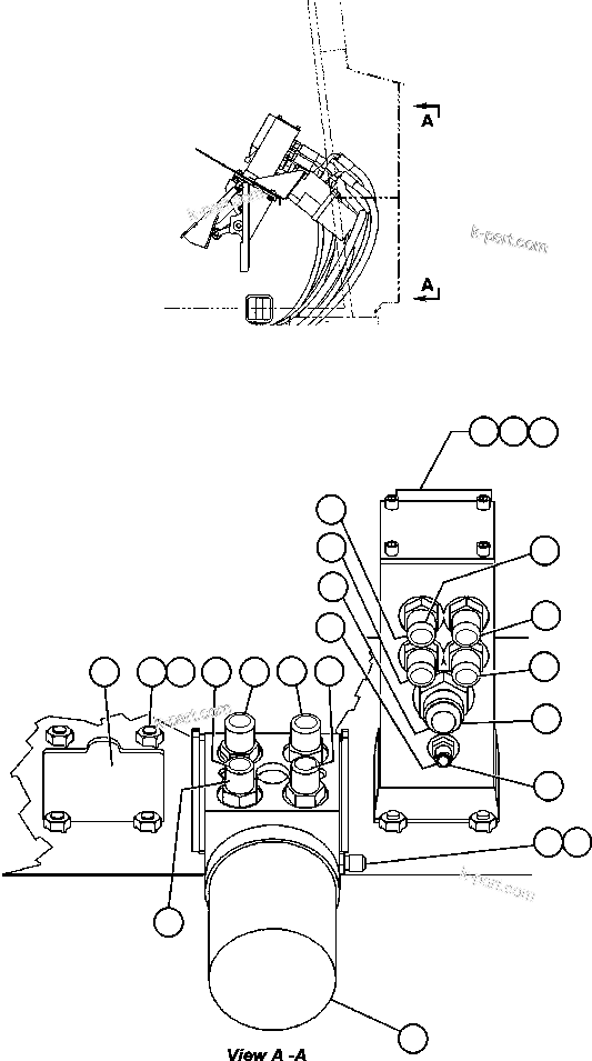 Komatsu parts book diagram for AFE48-DP 930E-2 S/N A30298 & A30299    TRANSALTA: BRAKE/STEERING VALVE PIPING