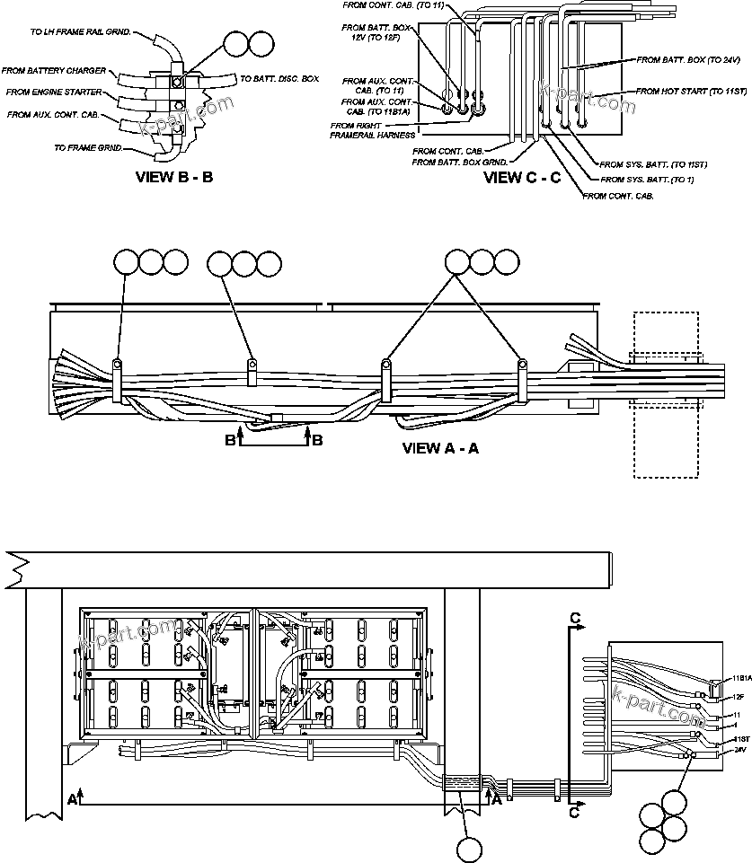Komatsu parts book diagram for AFE48-DP 930E-2 S/N A30298 & A30299    TRANSALTA: BATTERY BOX WIRING ROUTING