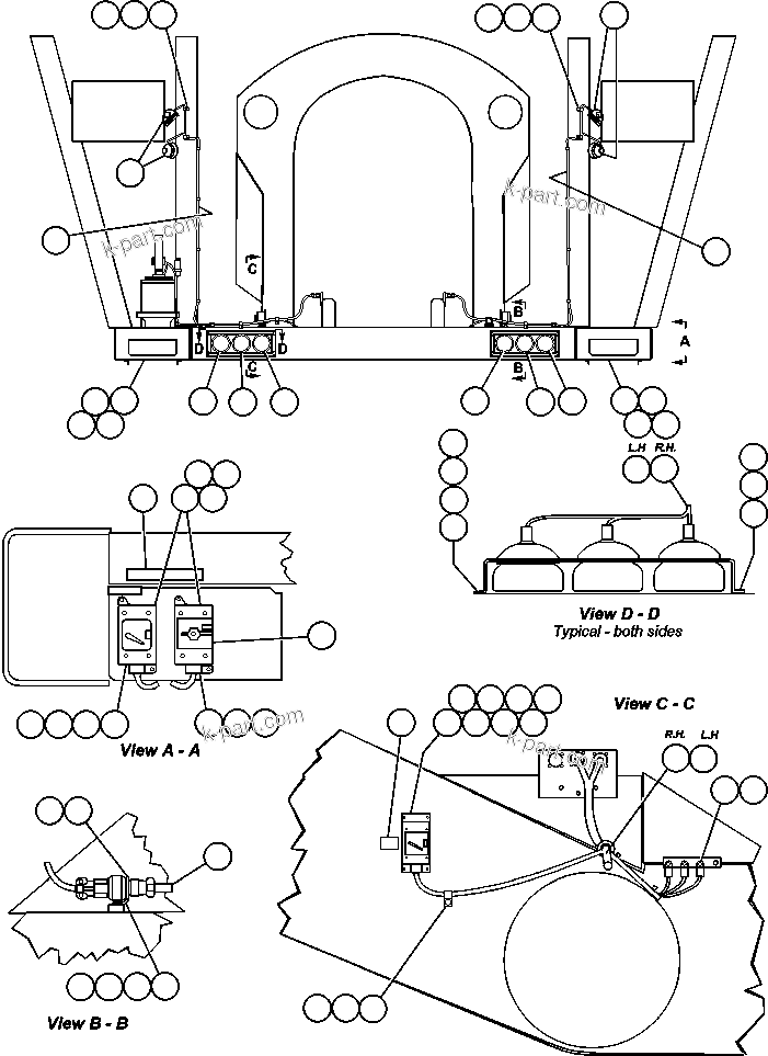 Komatsu parts book diagram for AFE48-DP 930E-2 S/N A30298 & A30299    TRANSALTA: HEADLIGHT AND SERVICE LIGHT WIRING