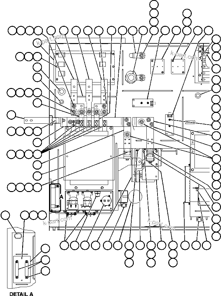 Komatsu parts book diagram for AFE48-DP 930E-2 S/N A30298 & A30299    TRANSALTA: CONTROL CABINET (TOP LEFT VIEW)