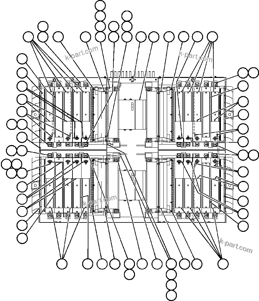 Komatsu parts book diagram for AFE48-DP 930E-2 S/N A30298 & A30299    TRANSALTA: RETARDING GRID ASSEMBLY (PC1075)