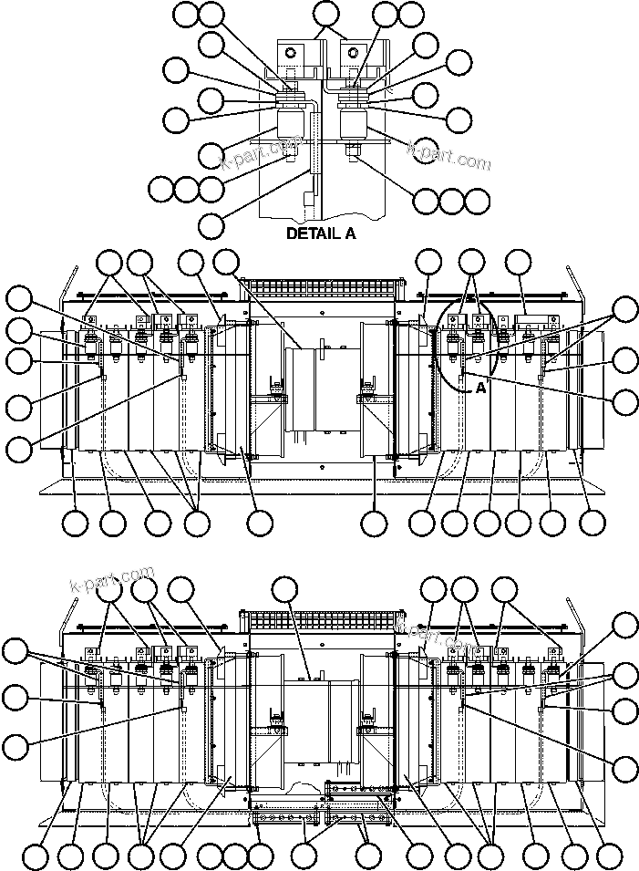 Komatsu parts book diagram for AFE48-DP 930E-2 S/N A30298 & A30299    TRANSALTA: RETARDING GRID ASSEMBLY - 1 (PC1075)