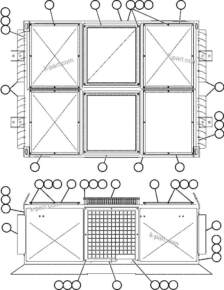 Komatsu parts book diagram for AFE48-DP 930E-2 S/N A30298 & A30299    TRANSALTA: RETARDING GRID ASSEMBLY - 2 (PC1075)