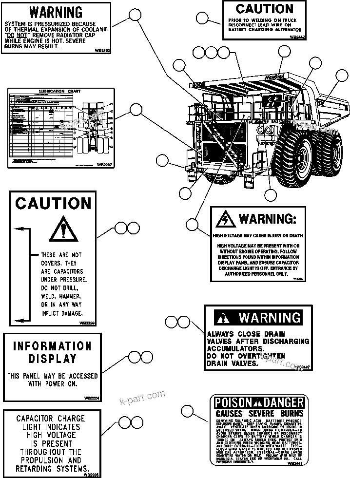 Komatsu parts book diagram for AFE48-F  930E S/N 32674 PIPELINE: DECAL & WARNINGS - 1