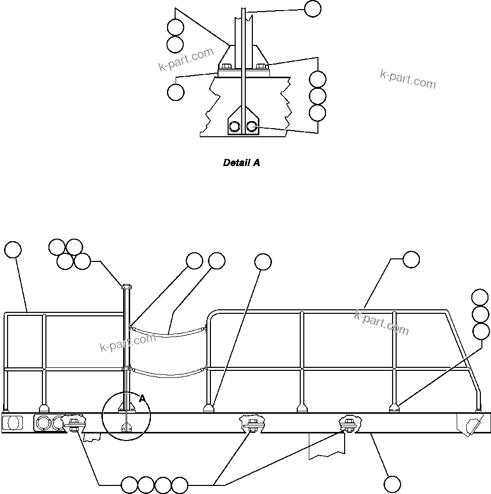 Komatsu parts book diagram for AFE48-F  930E S/N 32674 PIPELINE: LEFT DECK & HANDRAIL