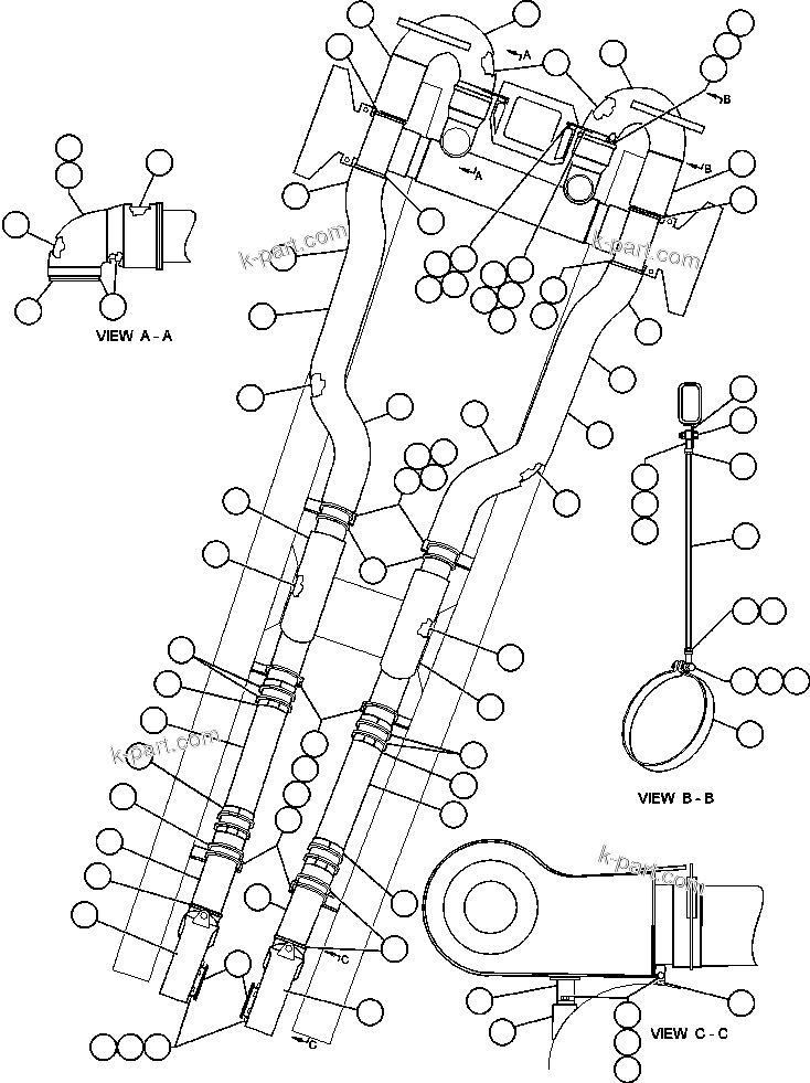 Komatsu parts book diagram for AFE48-F  930E S/N 32674 PIPELINE: EXHAUST PIPING