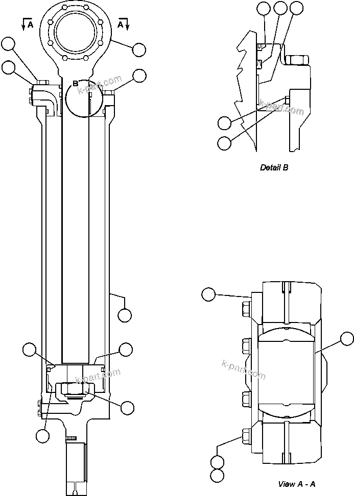 Komatsu parts book diagram for AFE48-F  930E S/N 32674 PIPELINE: STEERING CYLINDER ASSEMBLY (ED4617)