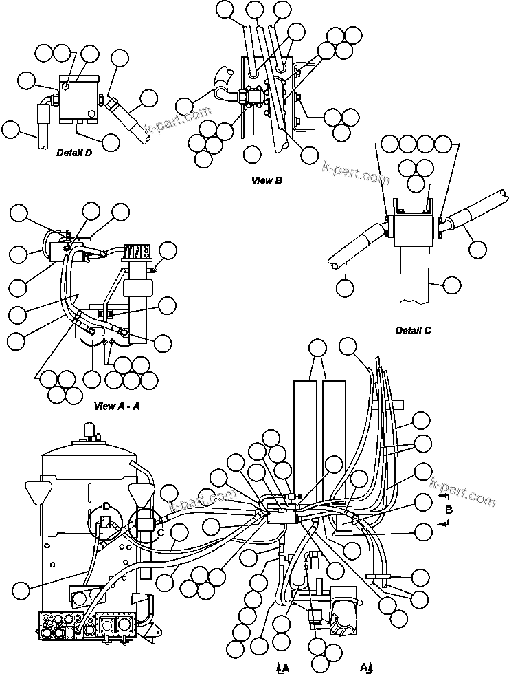 Komatsu parts book diagram for AFE48-F  930E S/N 32674 PIPELINE: STEERING SYSTEM PIPING - 5
