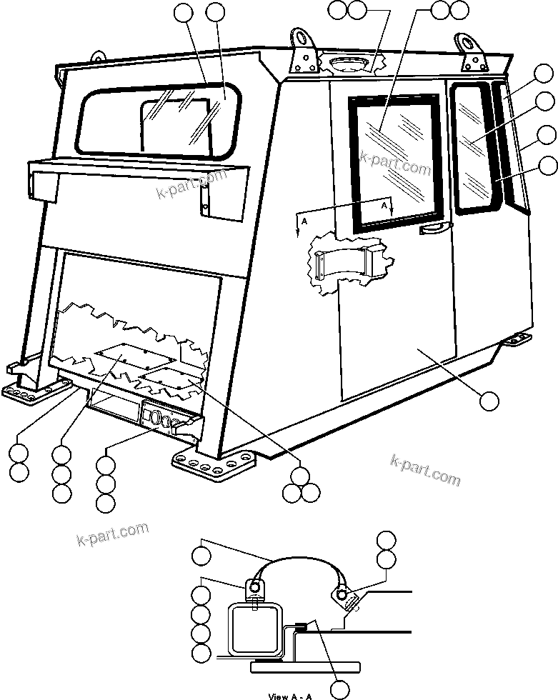 Komatsu parts book diagram for AFE48-F  930E S/N 32674 PIPELINE: CAB ASSM - 1 (SM4249)