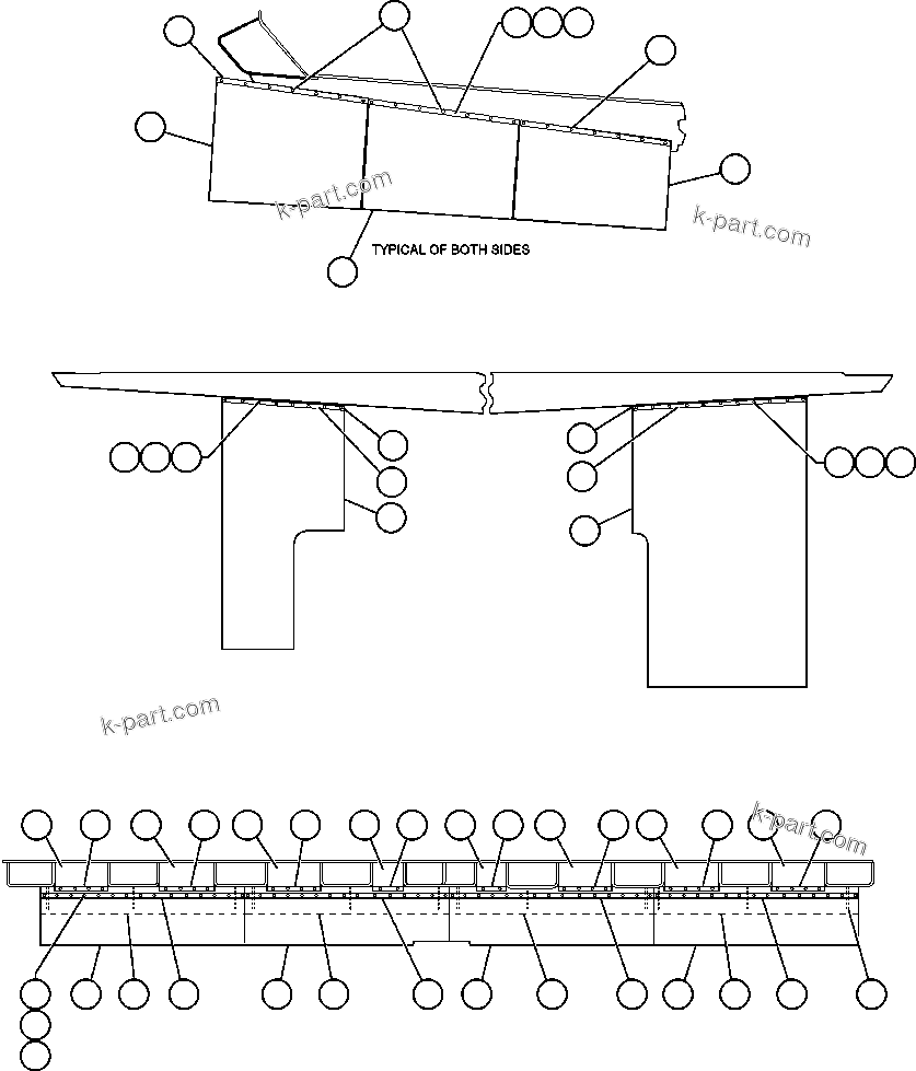 Komatsu parts book diagram for AFE48-F  930E S/N 32674 PIPELINE: BODY TO DECK & BODY MUD FLAP INSTL