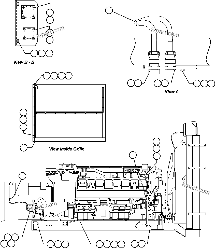 Komatsu parts book diagram for AFE48-F  930E S/N 32674 PIPELINE: ENGINE ELECTRICAL - RIGHT SIDE