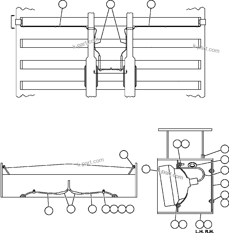 Komatsu parts book diagram for AFE48-F  930E S/N 32674 PIPELINE: REAR TURN & CLEARANCE LIGHTS