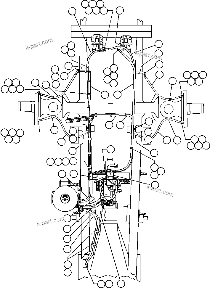 Komatsu parts book diagram for AFE48-F  930E S/N 32674 PIPELINE: BRAKE COOLING PIPING - 4