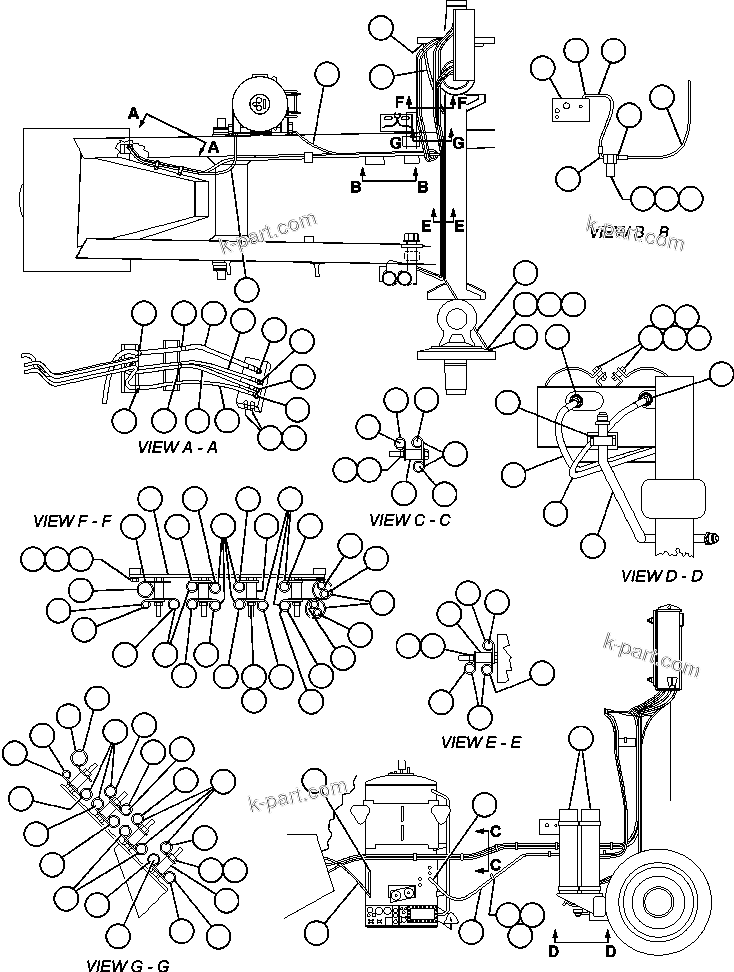Komatsu parts book diagram for AFE48-F  930E S/N 32674 PIPELINE: BRAKE PIPING - 5