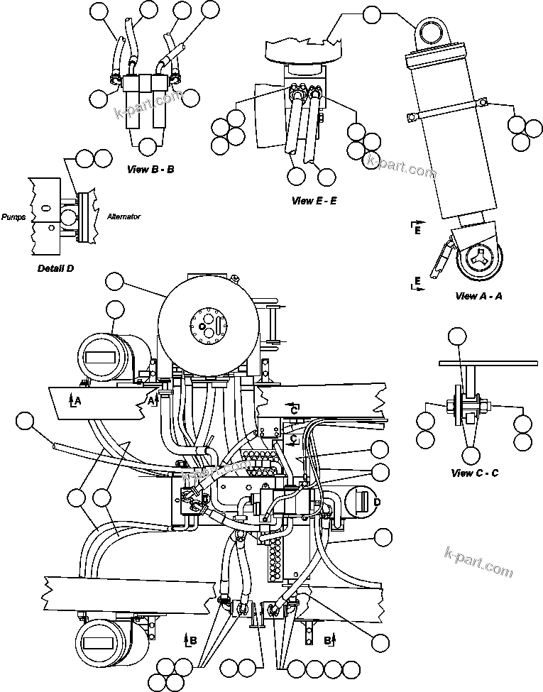Komatsu parts book diagram for AFE48-F  930E S/N 32674 PIPELINE: HOIST CYLINDER & FILTER PIPING