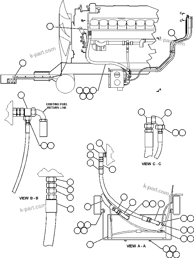 Komatsu parts book diagram for AFE48-F  930E S/N 32674 PIPELINE: ENGINE COOLANT PREHEATER - MTU
